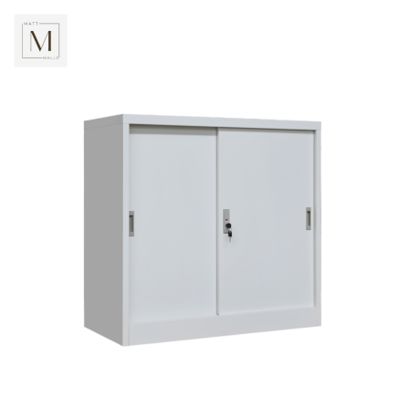 ตู้เอกสารเหล็กบานเลื่อน MATTMALLS รุ่น M-FC-M1 สีขาว ทึบเตี้ย 85 ซม._3